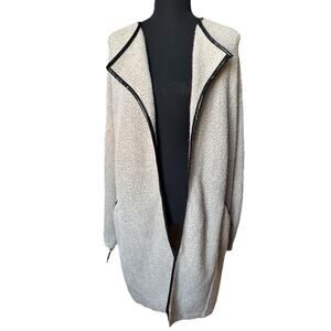 Zara Coat Cardigan With Faux Leather Piping Size L